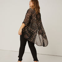 Curve Floral Printed Sheer Cardigan Plus Size Outerwear -2020AVE