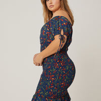 Curve Floral Summer Mini Dress Plus Size Dresses -2020AVE