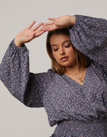 Curve Floral Surplice Top Plus Size Tops -2020AVE