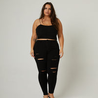 Curve High Rise Skinny Jeans Plus Size Bottoms Black 14 -2020AVE