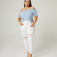 Curve High Rise Skinny Jeans Plus Size Bottoms White 14 -2020AVE