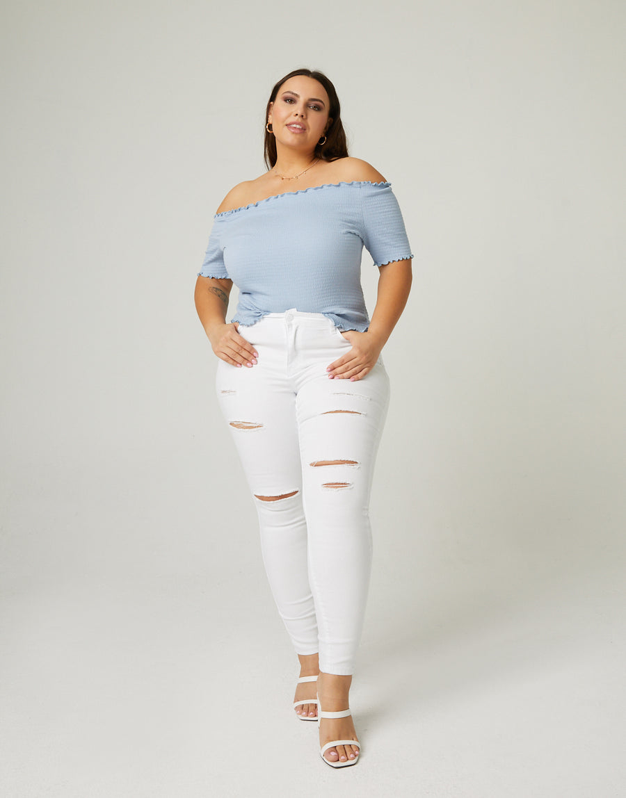 Curve High Rise Skinny Jeans Plus Size Bottoms White 14 -2020AVE