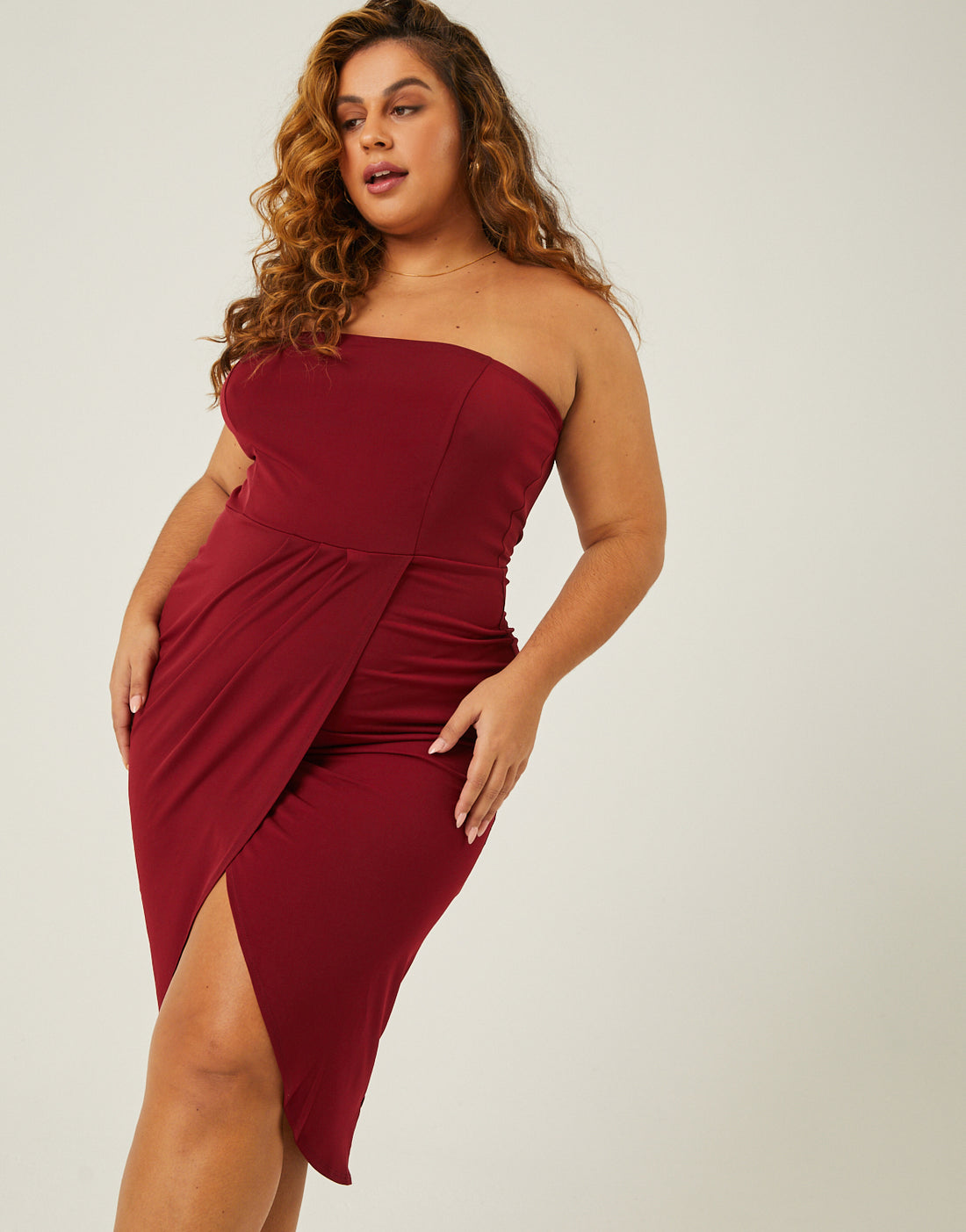 Plus Size High Slit Strapless Dress 2020AVE Plus Size High Slit Strapless Dress 2020AVE