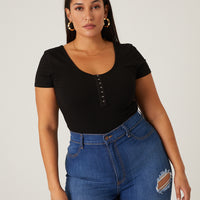 Curve Hook and Eye Top Plus Size Tops -2020AVE