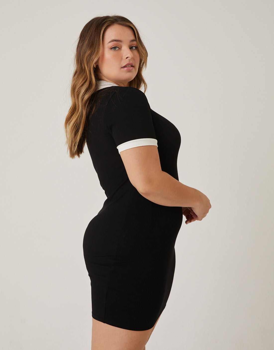 Curve Knit Collared Dress Plus Size Dresses -2020AVE