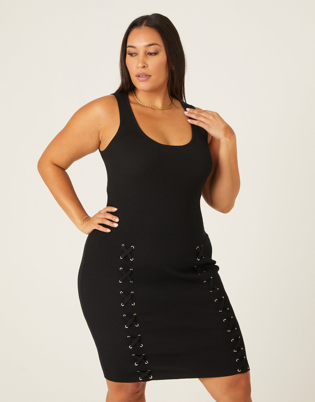 Plus Size Lace Up Bodycon Dress 2020AVE Plus Size Lace Up Bodycon Dress 2020AVE
