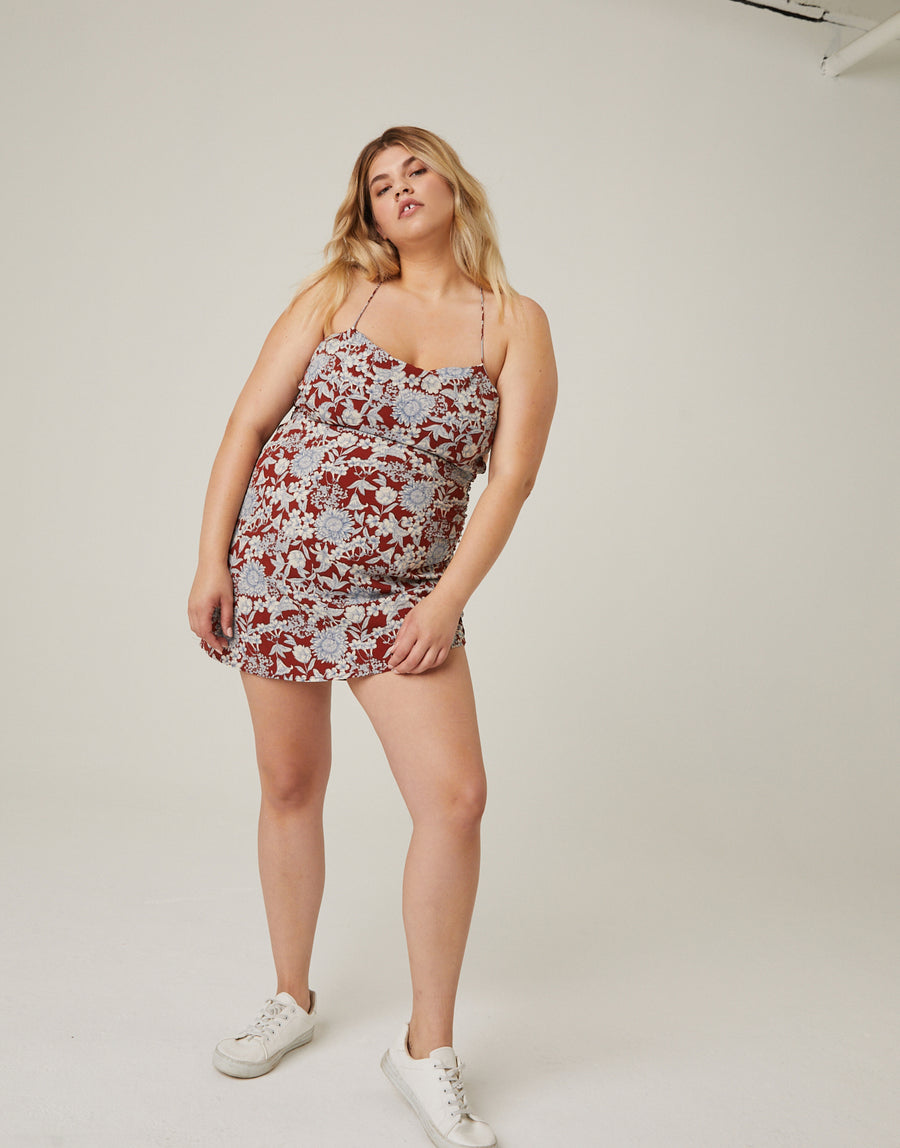 Plus Size Lace Up Floral Dress 2020AVE Plus Size Lace Up Floral Dress 2020AVE