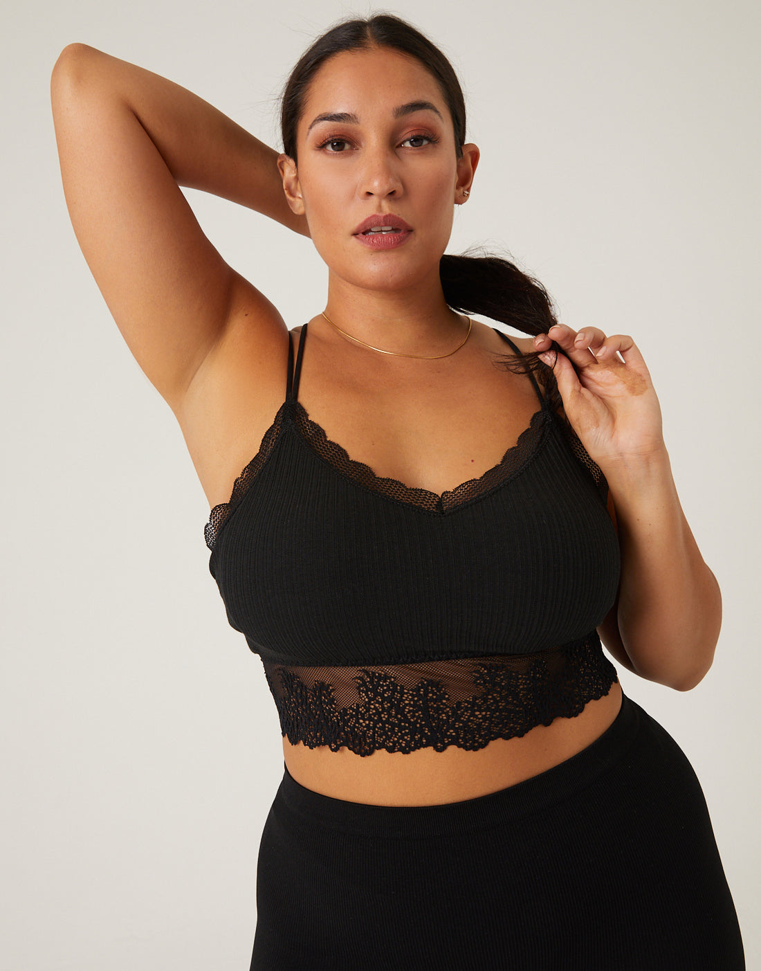 Curve Lacy Padded Bralette Plus Size Intimates Black Plus Size One Size -2020AVE