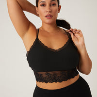 Curve Lacy Padded Bralette Plus Size Intimates Black Plus Size One Size -2020AVE