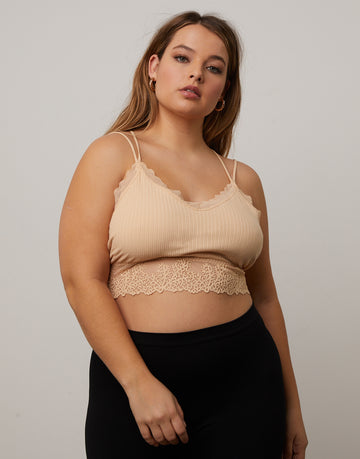 Plus Size Seamless Lace Padded Bralette