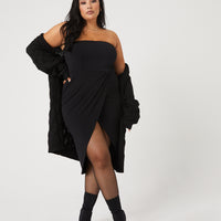 Curve High Slit Strapless Dress Plus Size Dresses -2020AVE