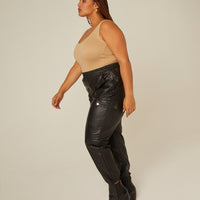 Curve Leather Jogger Pants Plus Size Bottoms -2020AVE