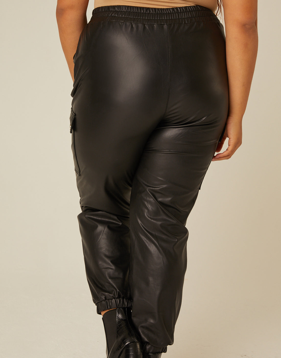 Plus Size Leather Jogger Pants