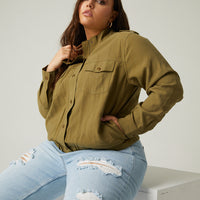 Curve Lightweight Snapped Down Jacket Plus Size Outerwear -2020AVE