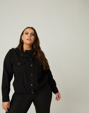 Curve Lightweight Snapped Down Jacket Plus Size Outerwear -2020AVE