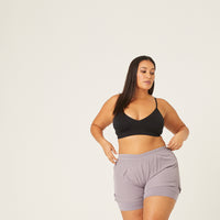 Curve Lined Athletic Shorts Plus Size Bottoms Purple 1XL -2020AVE