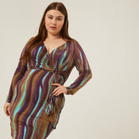 Curve Marble Twist Dress Plus Size Dresses Purple 1XL -2020AVE