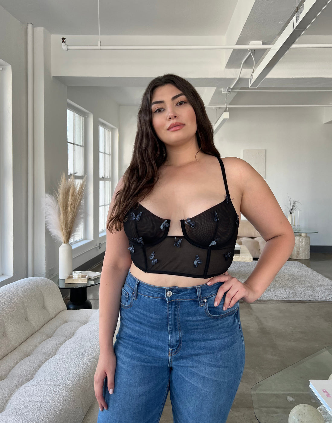 Curve Mesh Butterfly Corset Top Plus Size Tops -2020AVE