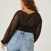 Curve Mesh Ruched Up Top Plus Size Tops -2020AVE