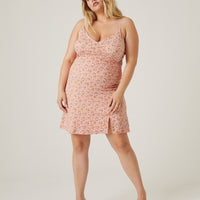 Curve Mini Floral Summer Dress Plus Size Dresses Pink 1XL -2020AVE