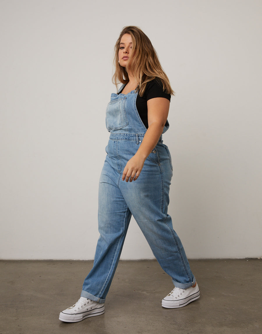 Curve Mom Jean Overalls Plus Size Rompers + Jumpsuits -2020AVE