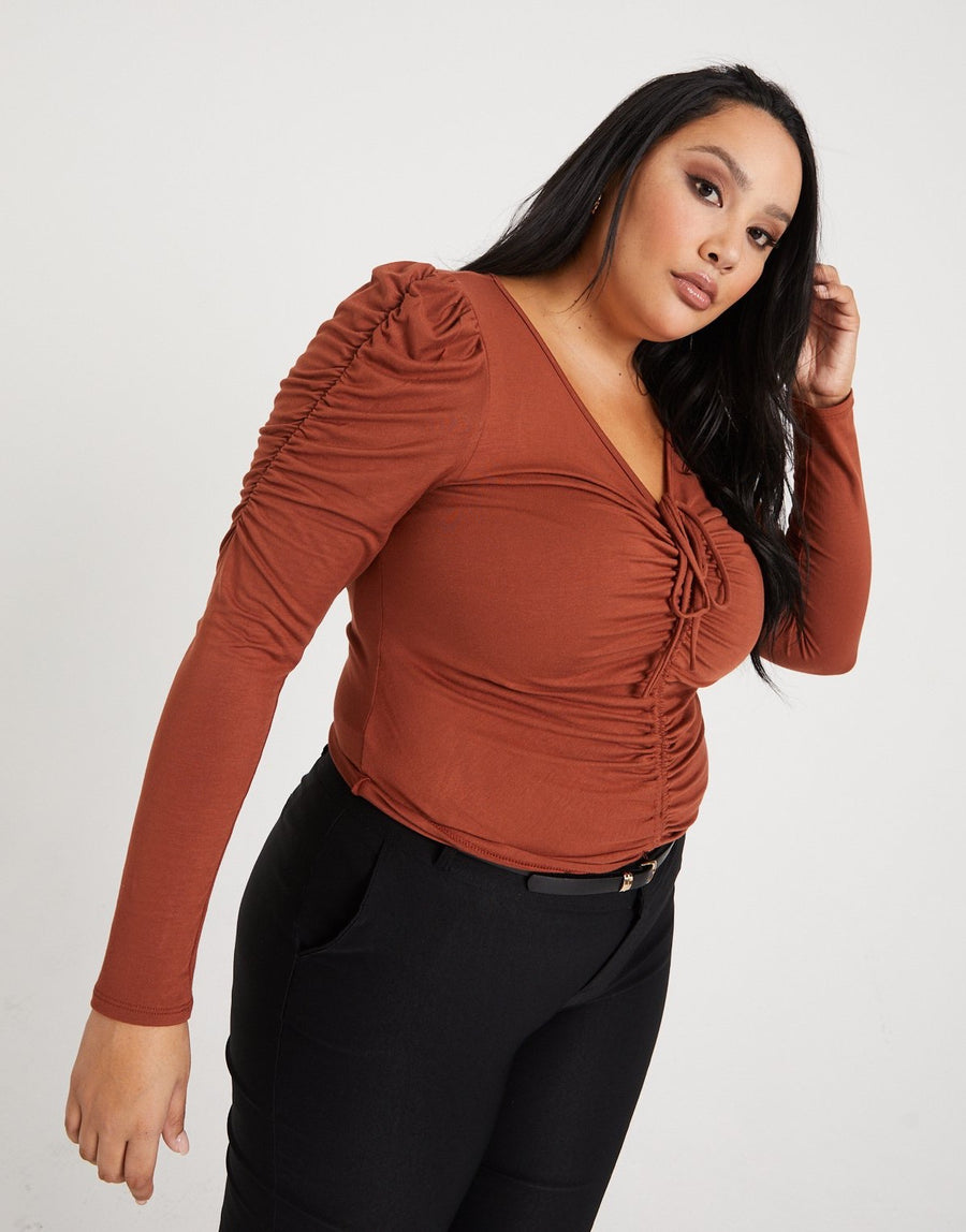 Plus Size Ruched Sleeve Top – 2020AVE