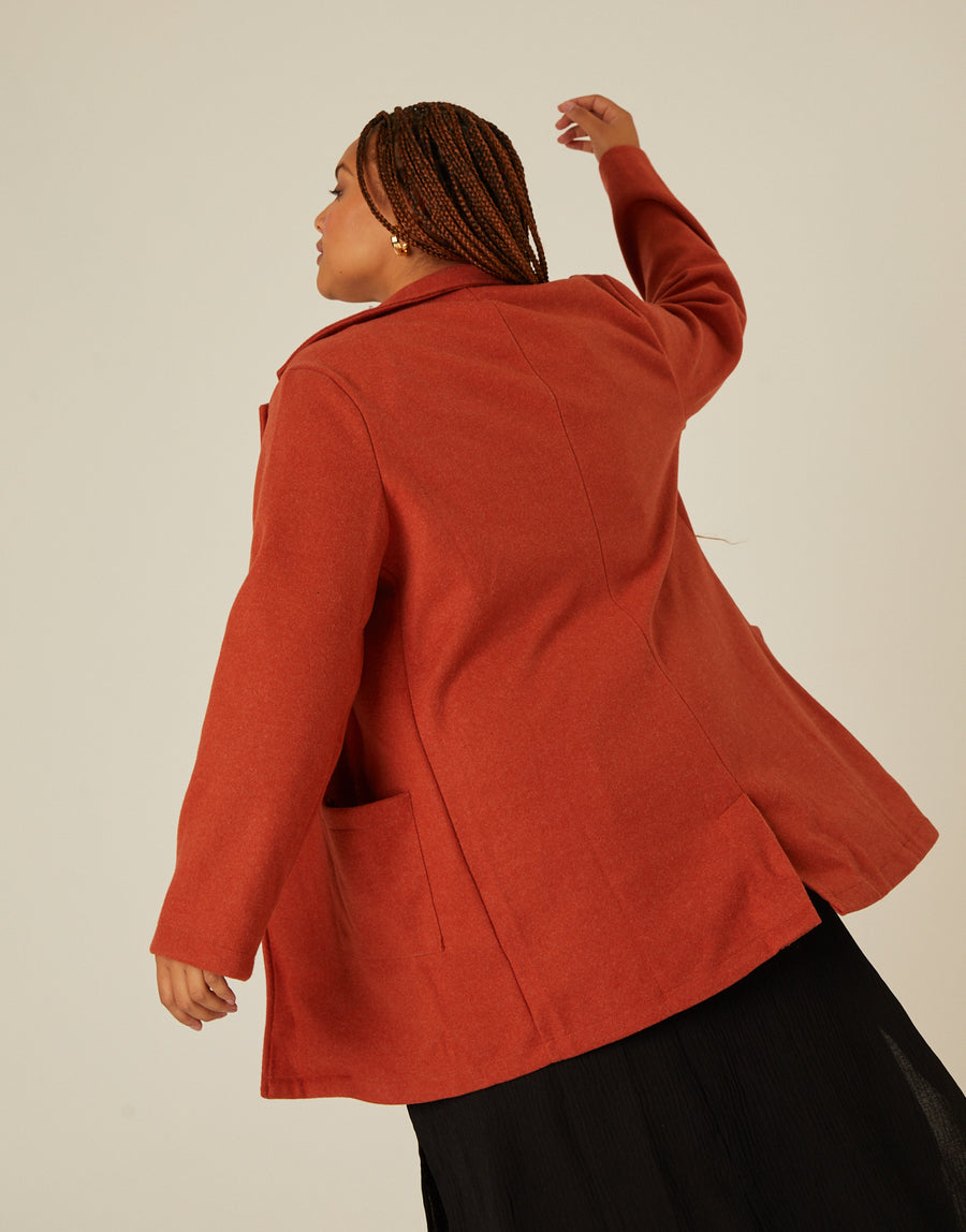 Curve Open Front Coat Plus Size Outerwear -2020AVE