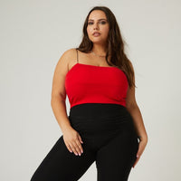 Curve Padded Spagetti Strap Camisole Plus Size Tops Red Plus Size One Size -2020AVE