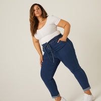 Curve Paper Bag Jeans Plus Size Bottoms -2020AVE