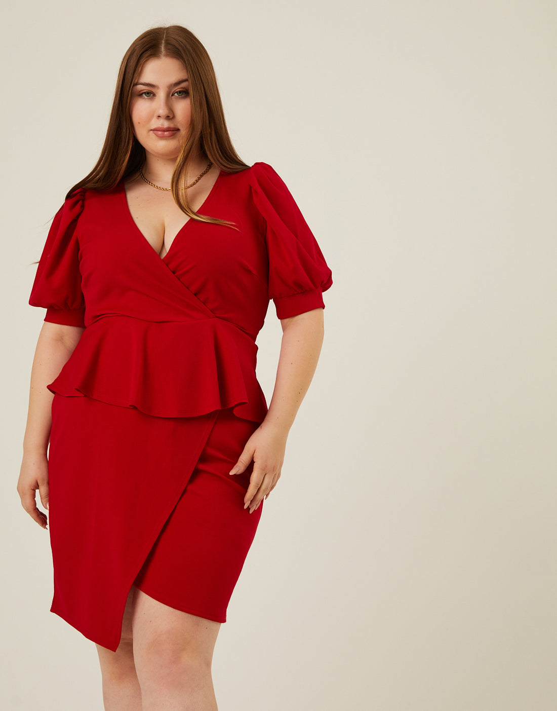 Plus Size Peplum Tie Belt Dress 2020AVE Plus Size Peplum Tie Belt Dress 2020AVE