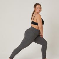 Curve Pocket Leggings Plus Size Bottoms Heather Gray XL -2020AVE