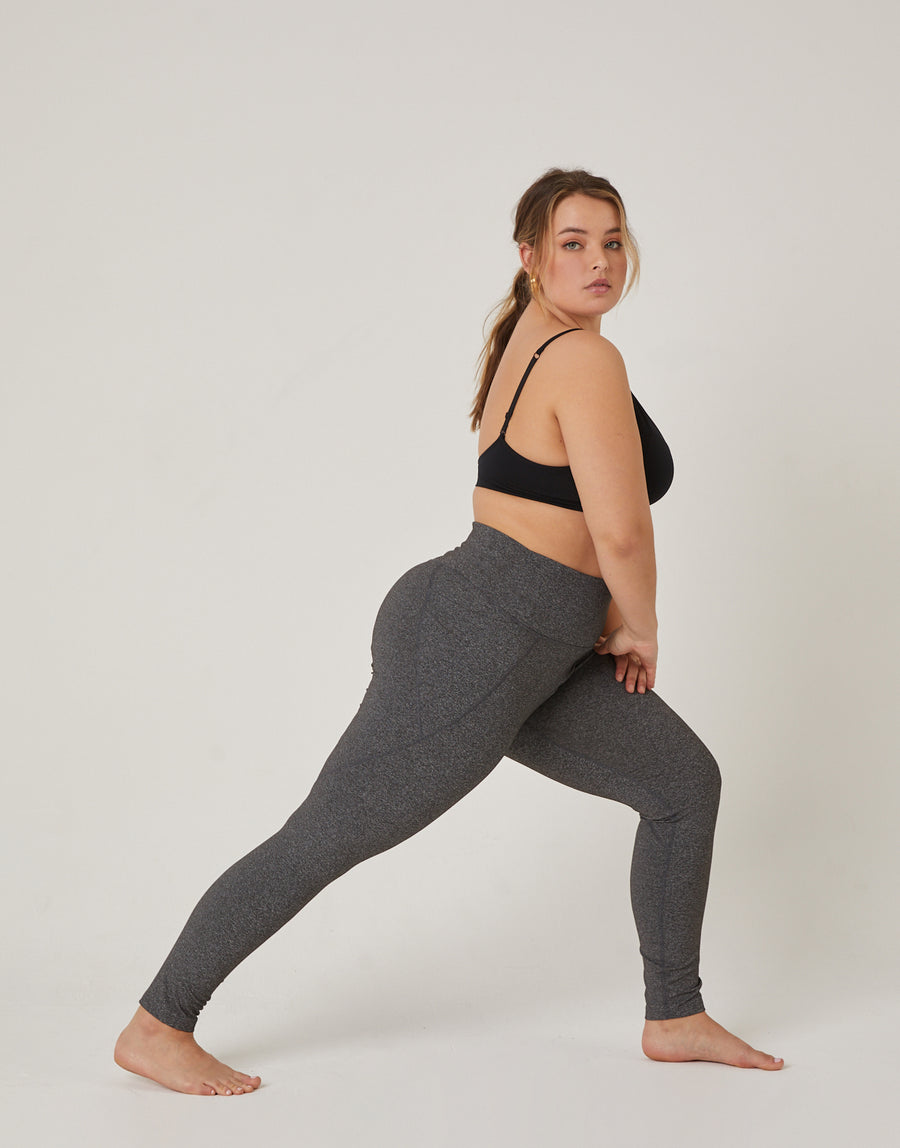 Curve Pocket Leggings Plus Size Bottoms Heather Gray XL -2020AVE