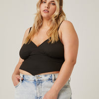 Curve Pointed Hem Tank Plus Size Tops -2020AVE