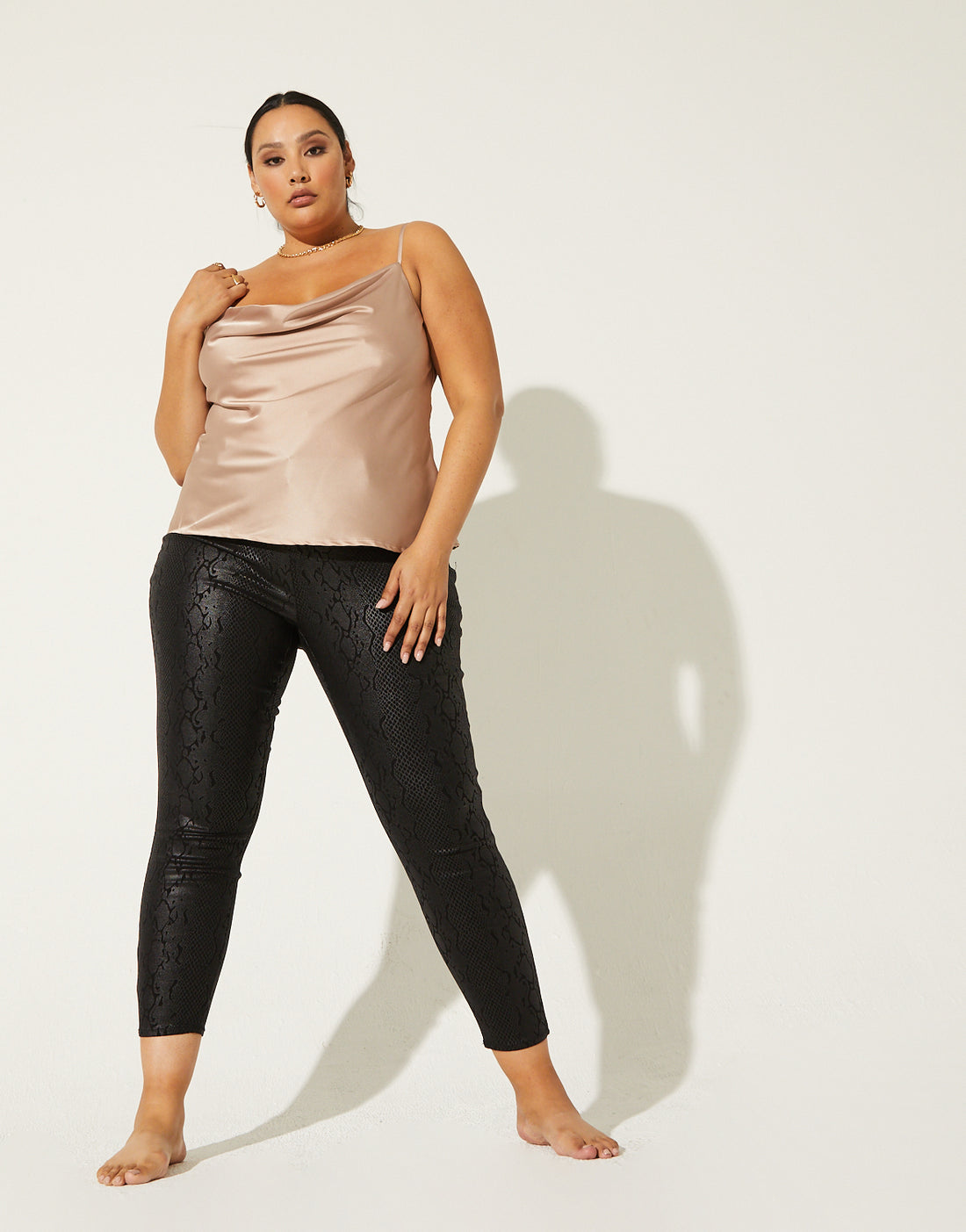 Curve Prima Donna Satin Tank Plus Size Tops Taupe 1XL -2020AVE