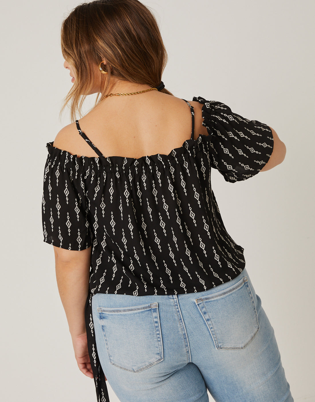 Curve Printed Pattern Off Shoulder Top Plus Size Tops -2020AVE