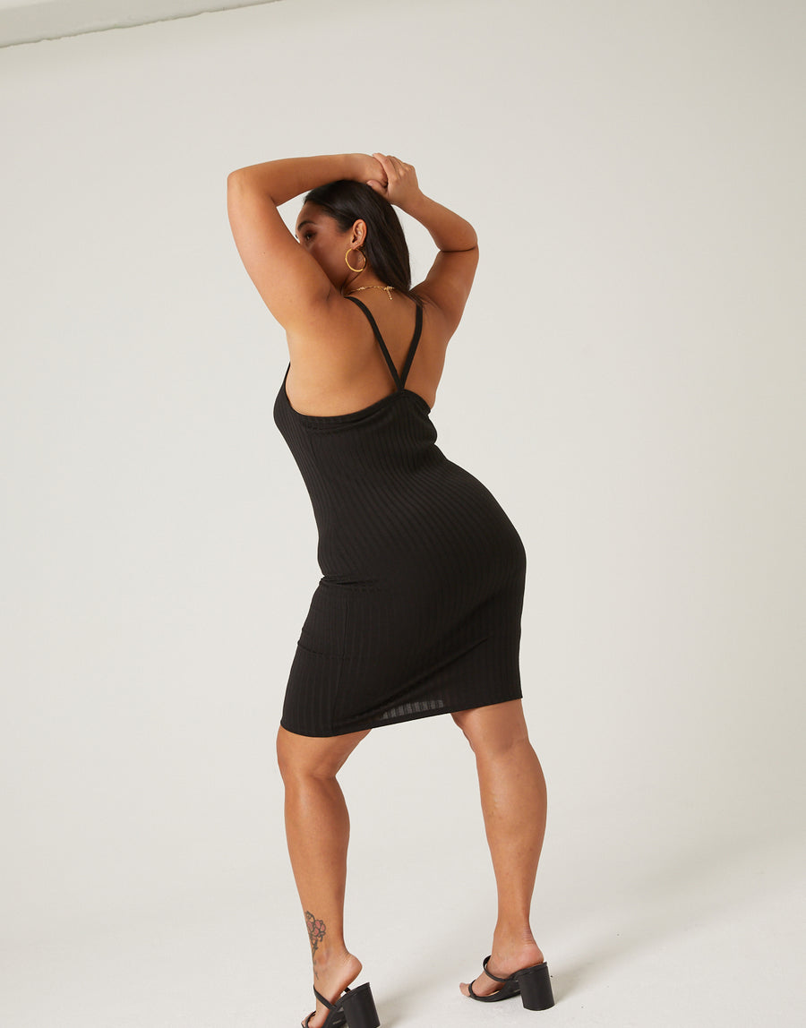 Curve Ribbed Mini Dress Plus Size Dresses -2020AVE