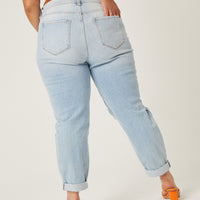 Curve Ripped Knee Mom Jeans Plus Size Bottoms -2020AVE