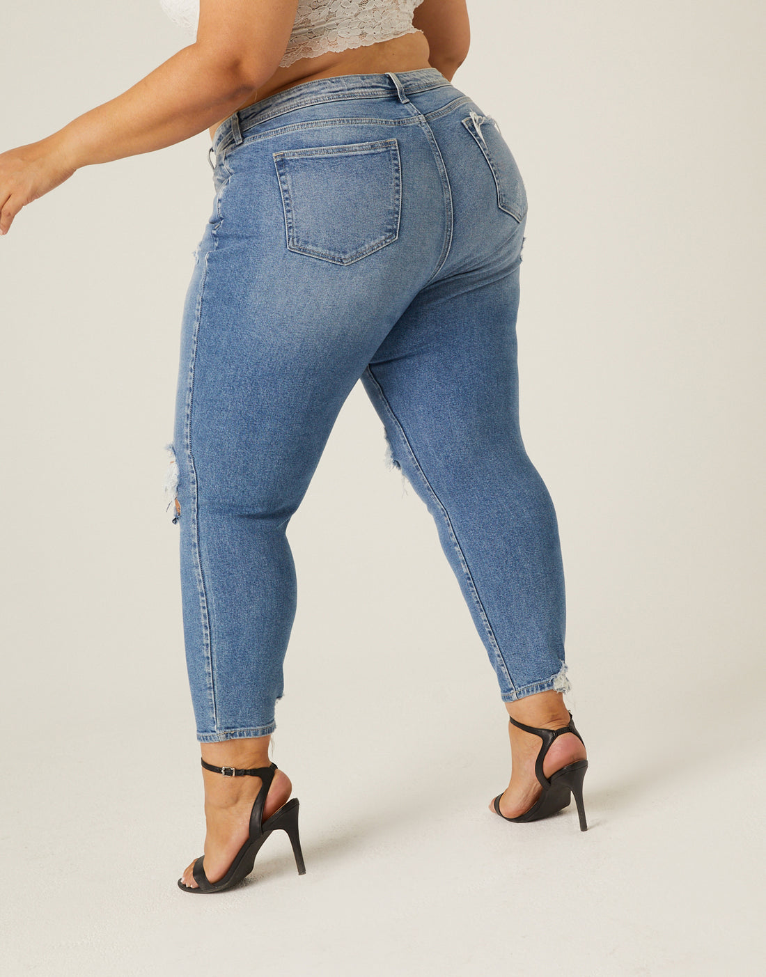 Curve Ripped Skinny Mom Jeans Plus Size Bottoms -2020AVE