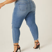 Curve Ripped Skinny Mom Jeans Plus Size Bottoms -2020AVE