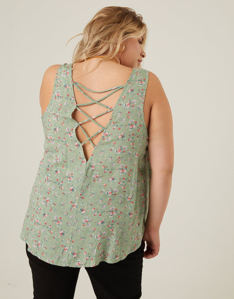 Curve Roses Floral Tank Plus Size Tops -2020AVE