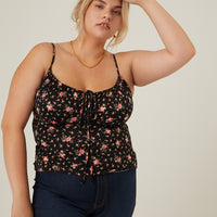 Curve Roses Gathered Tank Plus Size Tops -2020AVE