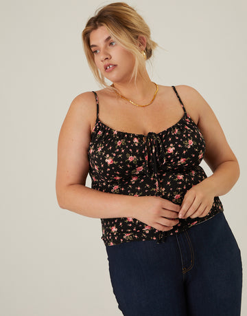 Curve Roses Gathered Tank Plus Size Tops -2020AVE