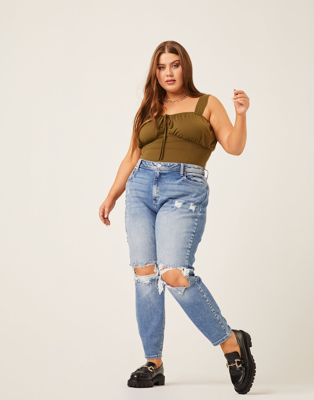 Curve Ruched Bust Tank Plus Size Tops -2020AVE