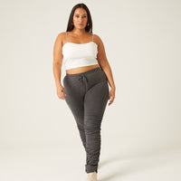 Curve Ruched Joggers Plus Size Bottoms Charcoal 1XL -2020AVE