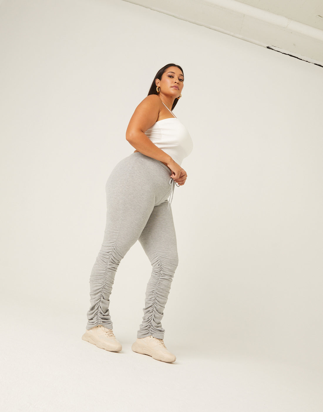 Curve Ruched Joggers Plus Size Bottoms -2020AVE