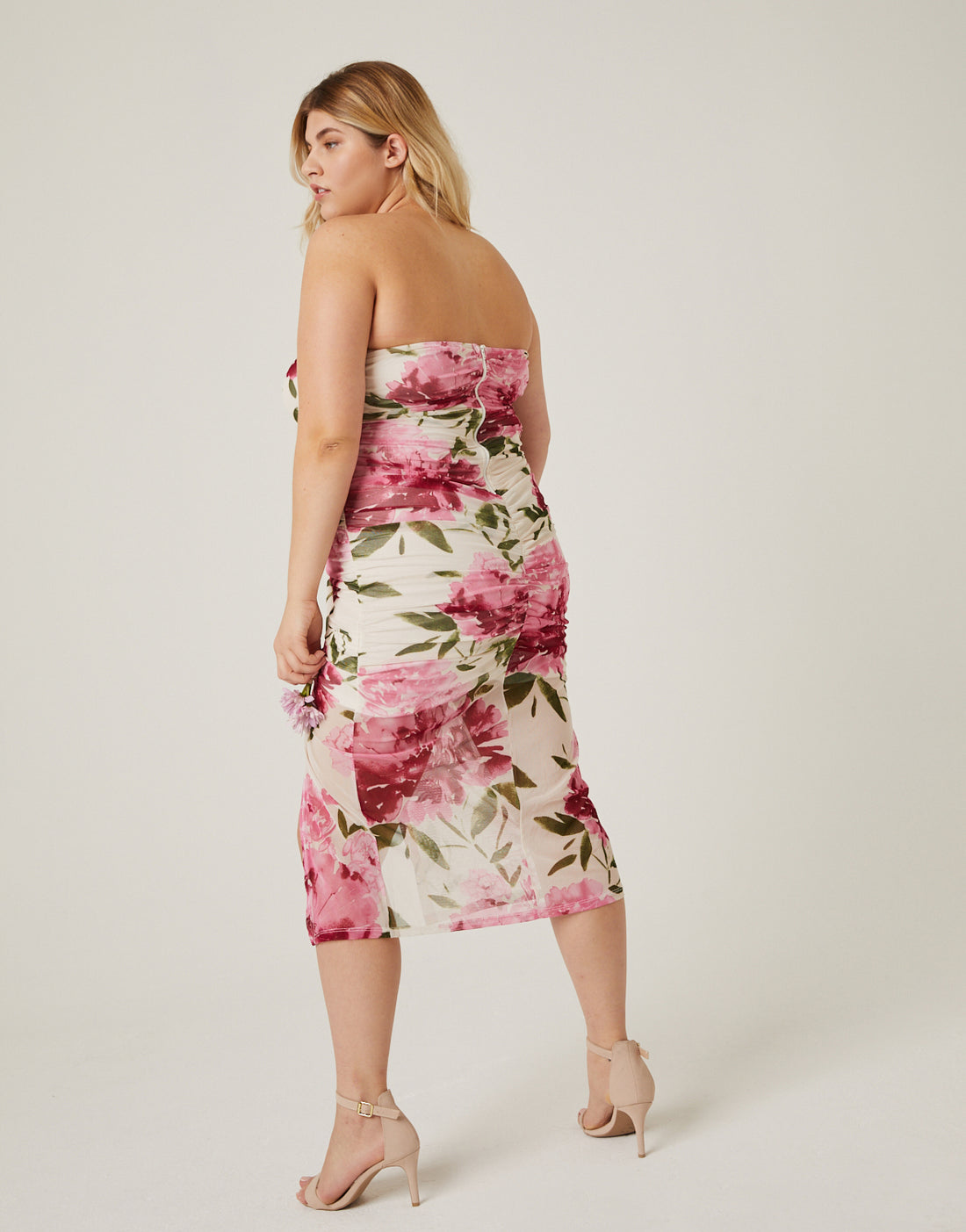 Curve Ruffled Mesh Floral Dress Plus Size Dresses -2020AVE