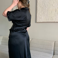 Curve Satin Ruched Button Up Dress Plus Size Dresses -2020AVE