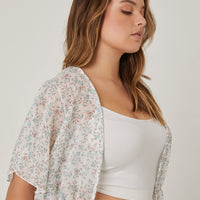 Curve Sheer Floral Tie Front Top Plus Size Tops -2020AVE