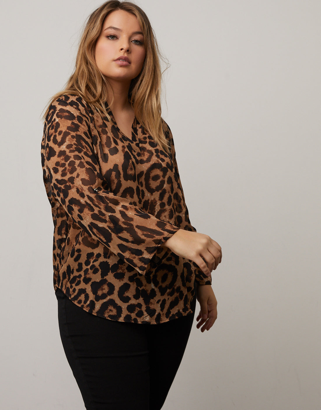 Curve Sheer Leopard Print Top Plus Size Tops -2020AVE