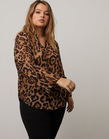 Curve Sheer Leopard Print Top Plus Size Tops -2020AVE